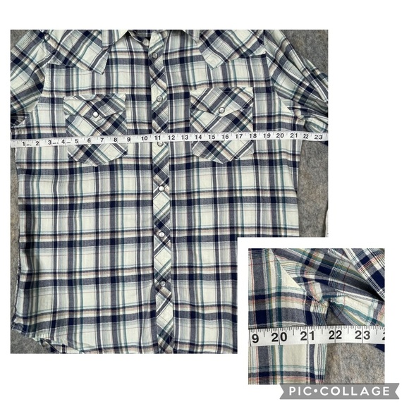 Tecovas Brushed Cotton Pearl Snap Button Up Multi Plaid Casual Western Shirt - M - Picture 13 of 16